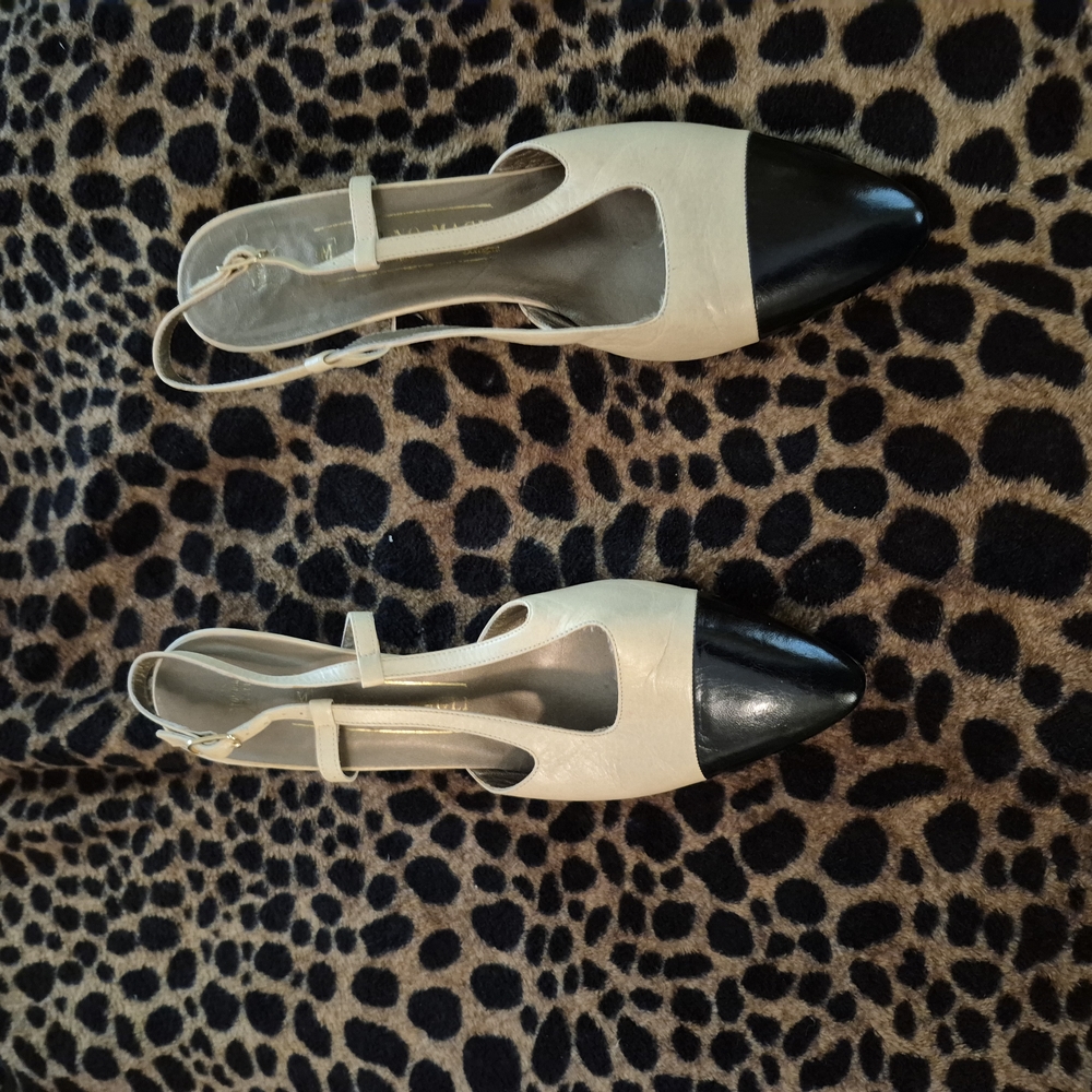 Elegant Black and Cream Women's Slingback Shoes